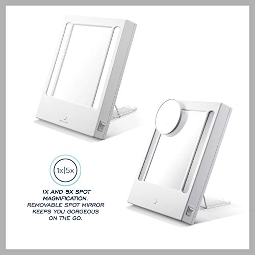 Conair Lighted Makeup Mirror With 5X Spot Magnification, Led Vanity Mirror, 1X/5X Magnifying Mirror, Tabletop Mirror, Corded In Glossy White #TOP3