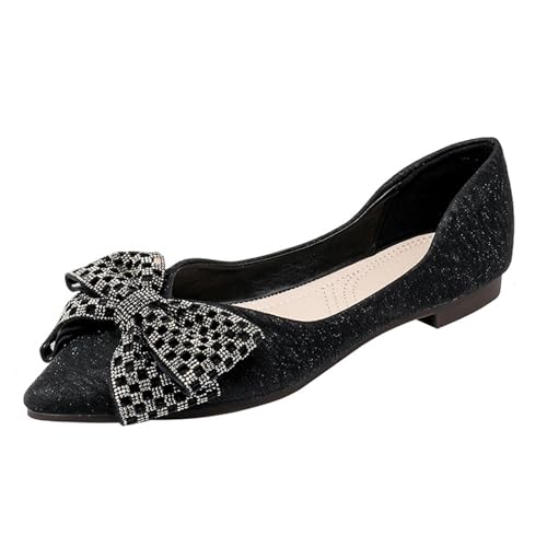 Pointed Toe Bow Flat Shoes for Women, Comfortable Slip On Dress Shoes, Women's Dressy Casual Flats