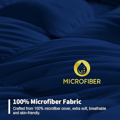 Image of Down Blanket, Extra Lightweight Summer Comforter for Double Bed | 100 GSM Ac Comforter Super Soft Fluffy ComforterDouble Bed Comforter | Dohar | Duvets |Soft Microfiber Fabric (100 GSM, Navy Blue)