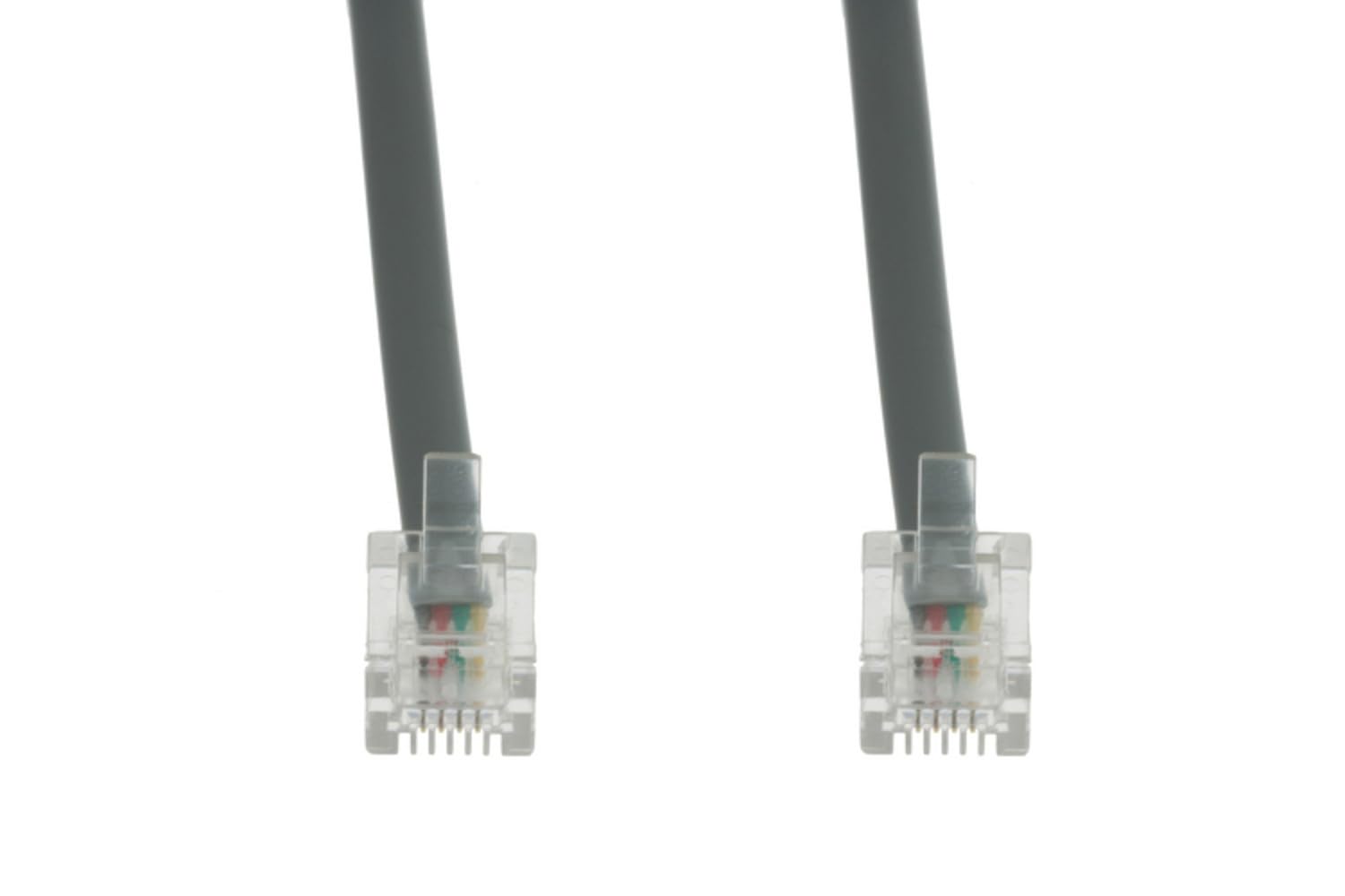 CablesAndKits RJ11 Straight Modular Telephone Cable, Silver, 7ft, 6P/4C Connect a Computer or Phone to a Telephone line
