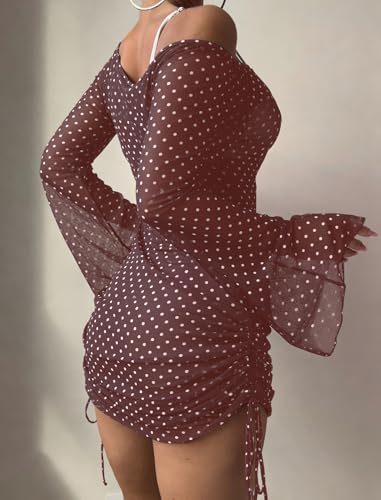 Image of ZAFUL Womens Swimsuit Cover Up Dress Off Shoulder Hollow Coverup Bathing Suit Mesh Swim Beach Dress
