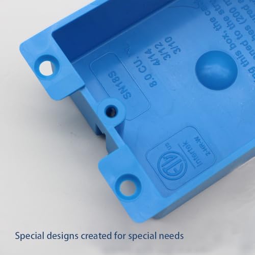 Image of Blue Old Work Shallow Outlet Box, 8 cu in, 3 Pack, ETL Listed | Features 8 cu in Shallow Electrical Box; Non-Metallic; AWG Standard.