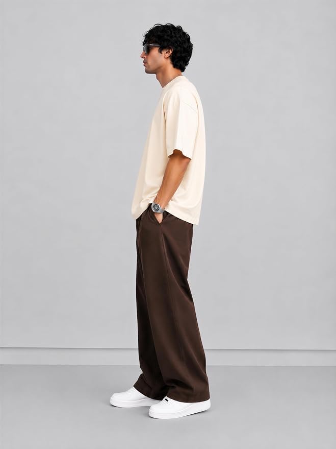 Image of Men's 240 GSM Cotton Oversized Tee - Heavyweight Bio-Washed Fabric | Premium Street Style | Super Soft, Thick & Breathable T-Shirt