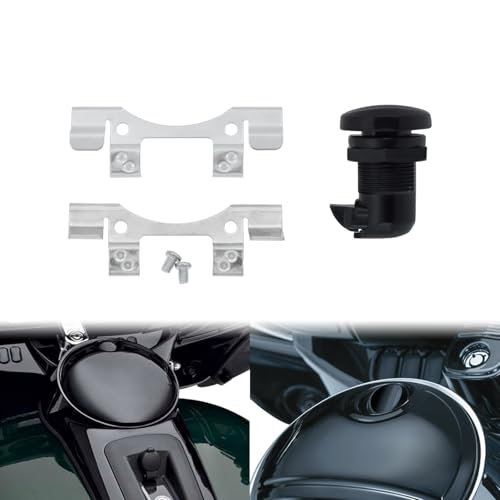 Image of Fuel Door Push Button Latch Kit Fit for Harley Touring 1992-Later | Black Finish, Fits Electra Glide, Road Glide, Street Glide, Tour Glide and Tri Glide Models