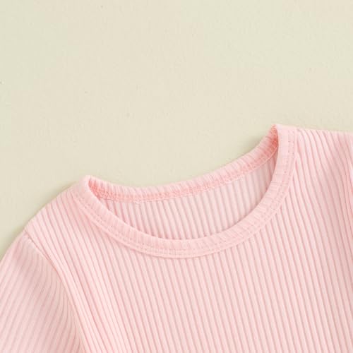 Image of Toddler Baby Girl Summer Clothes Kids Short Sleeve Solid T-Shirt Ruffle Daisy Skirts Overalls Dress Outfit 18M-6T