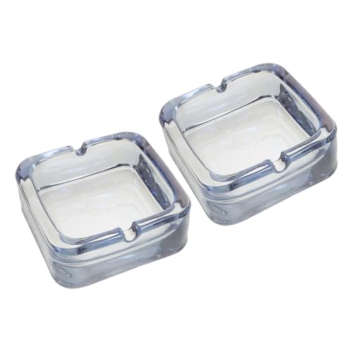 BIUDECO Posacenere Portatile Antivento in Vetro Quadrato 2 Pezzi, Piccolo Posacenere Decorativo per Soggiorno, Bagno, Ufficio e Esterni, Design Elegante per Casa, Patio, Bar, Camper,