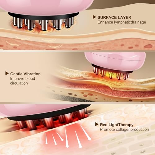 Image of Lymphatic Drainage Massager,5-in-1 Anti Cellulite Massage Tool,Reduce the Appearance of Cellulite & Stretch Marks, Microcurrent, Red Light, Heat & Vibration, Suitable for Full-Body, Bright pink