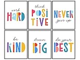Kids Room Decor Motivational Quotes - Boys Room Decor - Girls Bedroom - Baby Nursery Decor - Inspirational Wall Art Posters - Classroom Decor - Positive Quotes Sayings - Family Wall Decor - Be Kind
