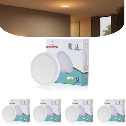 Image of D'Mak 8 Watt Round LED Surface Panel Light for Ceiling - Warm White (Pack of 5)
