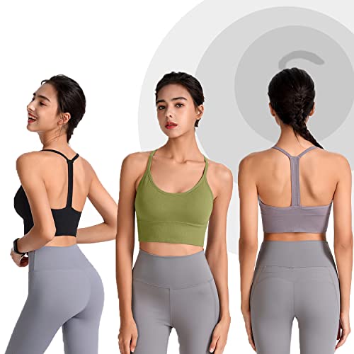 Evercute Racerback Sports Bras Padded Y Racer Back Cropped Bras For Yoga Workout Fitness Low Impact #TOP1