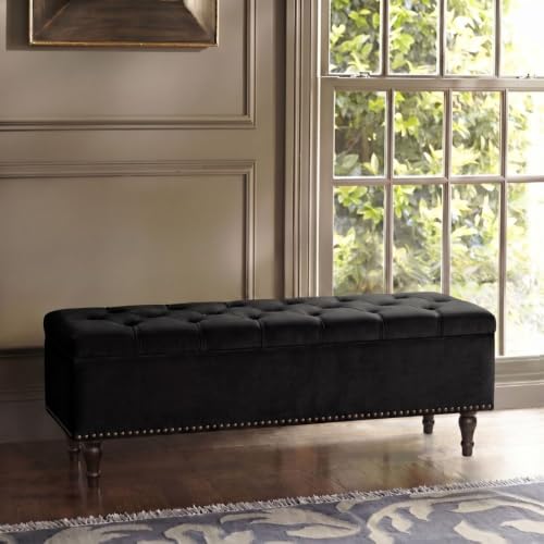 Image of Velum 3 Seater Sofa for Living Room & Office | Premium Fabric Upholstery | Solid Wood Frame | Comfortable Seating | 3 Years Warranty (Black, Storage Ottoman)