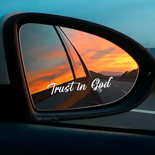 Image of Set 3Pcs Trust in God Rearview Mirror Sticker Christian Car Decal Water Bottle Laptop Window Stickers Vinyl Waterproof 4 Inches Decal Bible Verse Car Accessories for Mom Dad Friend