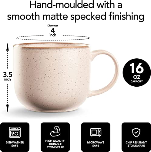 Maison Neuve Riverside Collection 4-Piece Mug Set - Hand Crafted Ceramic Stoneware Mug Set, Modern Dining Mugs, Large & Multipurpose Shape Mugs, Microwave & Dishwasher Safe - Rosewater Pink, 16 Oz. #TOP2