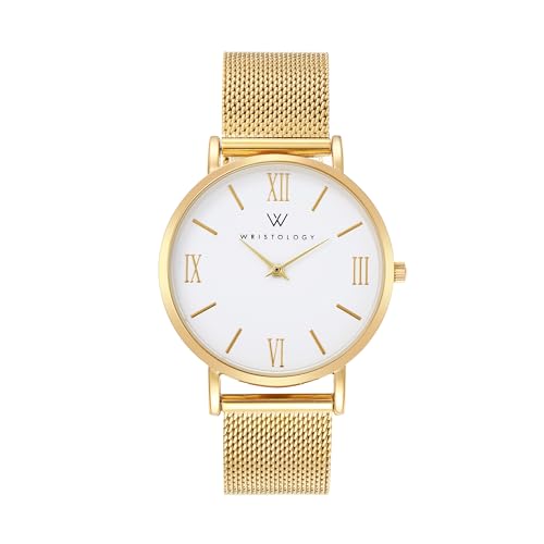 Montre en métal doré Stella pour Femme Romain Doré, l'excellence du design boyfriend en maille