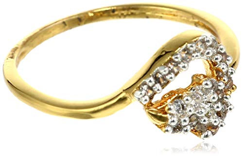 Image of Estele Metal Brass 24 Karat Gold Plated Fancy Ring with American Diamond for Women