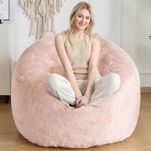 SHOUREN Large Bean Bag Chair,Sherpa Fabric Bean Bag Couch with