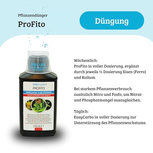 Easy Life ProFito - 250 ml Pflanzendünger für Aquarien – Universaldünger für Wasserpflanzen, fördert kräftiges Wachstum & sattes Grün, nährstoffreiche Pflege