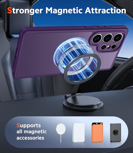 Image of FNTCASE for Samsung Galaxy S24-Ultra Case: Matte Magnetic Translucent Phone Cases with Screen Protector Lens Protection Compatible with Magsafe Rugged Protective Cell Cover (C-Dark Purple)