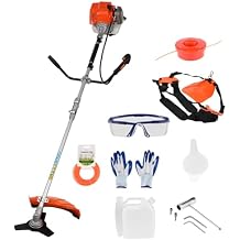 52cc Weed Eater Gas Powered, 2 in 1 Gas String Trimmer, Weed Wacker, Heavy Duty Weed Wacker, Upgraded 2200w/8500rpm Engine Brush Cutter, 3 Days Delivery from USA Orange