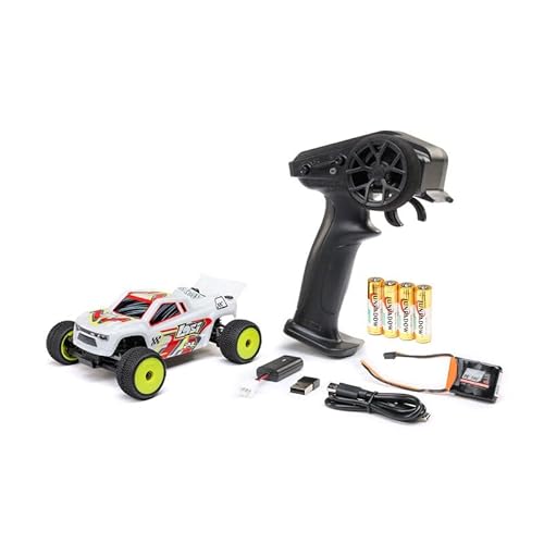 Helidirect Losi 1/28 Micro-T 2S 2WD RTR Stadium Truck RC - Remote Control, RC Trucks, Micro Racing RC Buggy 1/28 Scale Off-Road for Adults (White (LOS-1392T1))