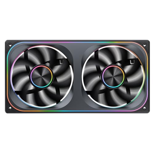 Image of JONSBO ZA-240B PC Case Fan,All(2)-in-One,Single Frame Unit with 2x120mm ARGB Fans,PWM,3Pin ARGB, Silent Computer with 4-Sides Infinity Mirror Fan 2400RPM,Aluminum Nameplate,28mm Thick Black