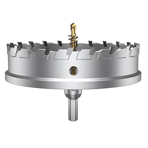 ASNOMY Broca de sierra perforadora con punta de carburo de tungsteno para metal duro, cortador de sierra de agujero T.C.T de 6 pulgadas con 2 brocas