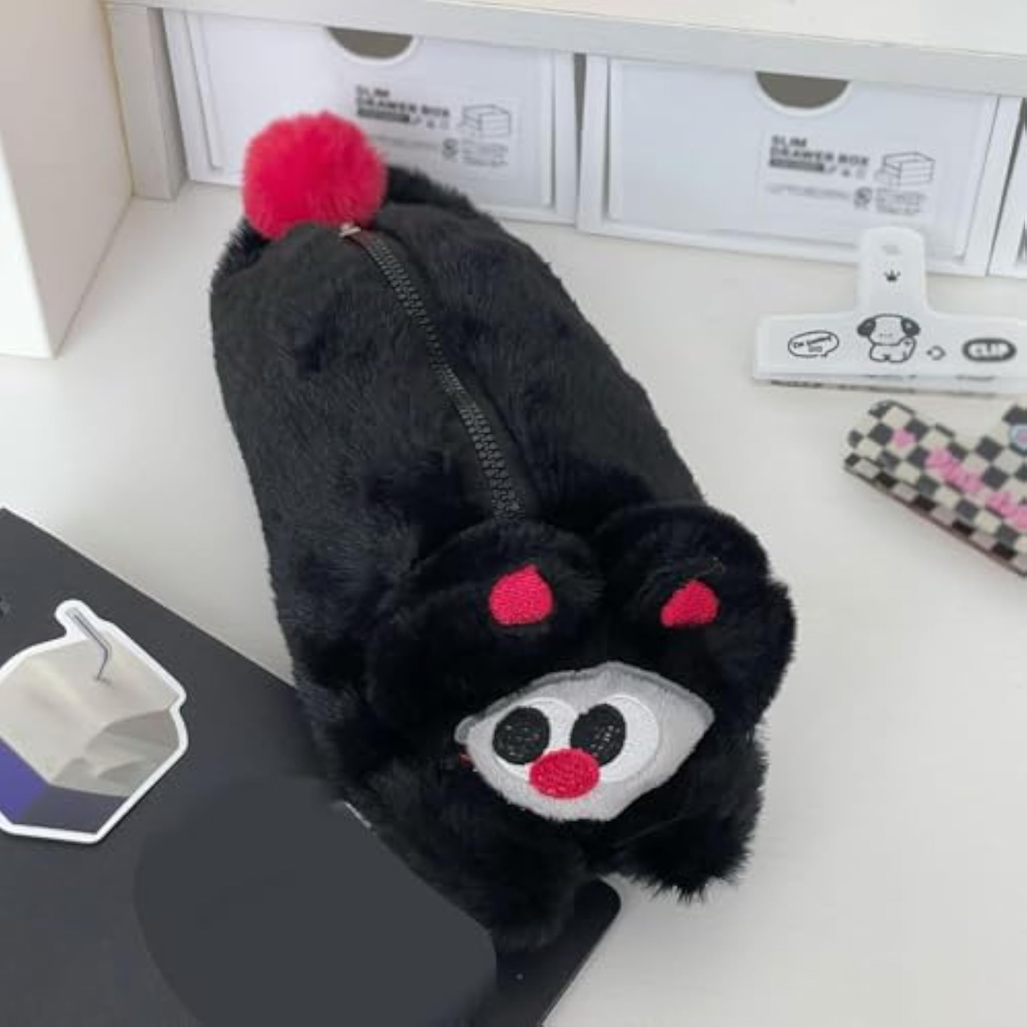 Lovely Cat Cartoon Plush Pencil Case, Multipurpose Organizer