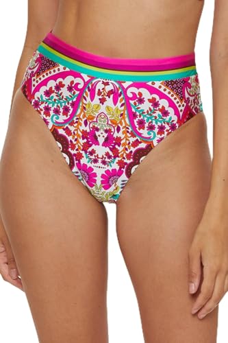 Trina Turk Women's Hawaiian Garden High Waisted Bikini Bottom, Floral Print, Cheeky Coverage, Swimwear Separates
