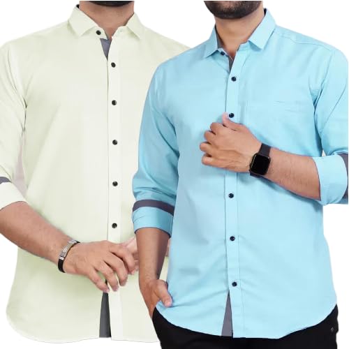 Image of Tee Projekt Combo Casual Shirt for Men Spread Collar Long Sleeve Shirt Casual, Formal, Home