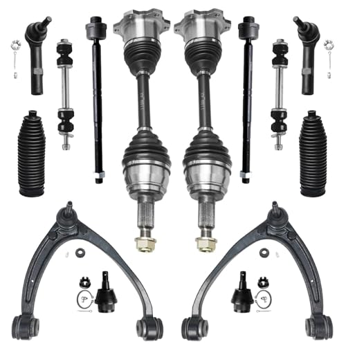 Image of Detroit Axle - 4WD 14pc Front End Kit for 2007-2013 Chevrolet Silverado | 1500 GMC Sierra 1500, Tahoe Yukon, CV Axles Upper Control Arms w /Ball Joint Tie Rods Lower Ball Joints Sway Bars Boots