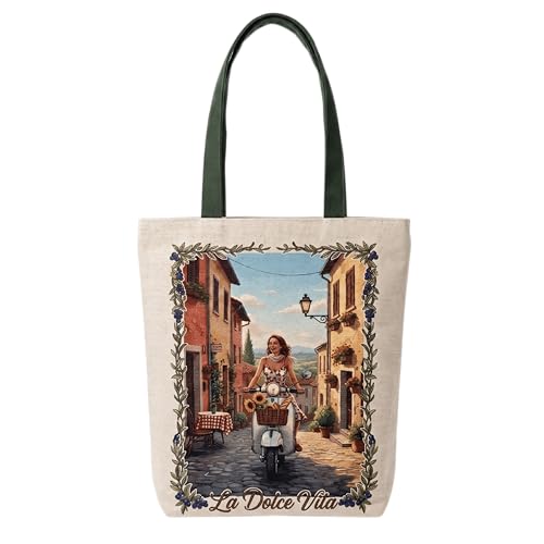 Image of Cotton Tote Bag for Women | Tote Bag with Zipper | Canvas College bag for Girls | Korean Sling Bag | Stylish Travel Sling & Handbag for Daily Use