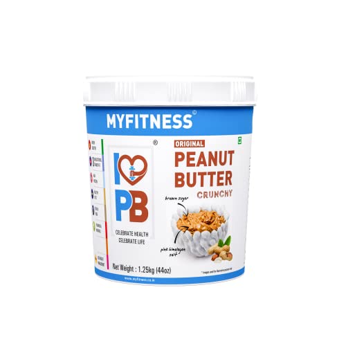 Image of Happilo 100% Natural Premium California Dried Almonds 500g Pack Pouch & MYFITNESS Original Peanut Butter Crunchy 1250g | 25g Protein to Boost Energy
