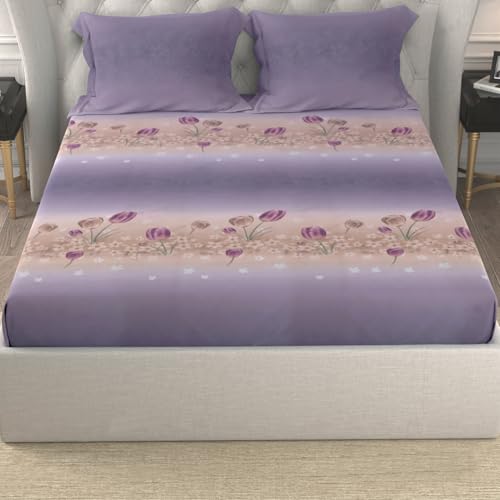 Image of Cloth Fusion Glace Cotton Elastic Fitted Bedsheet King Size 78x72 inch