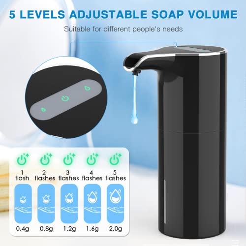 Automatic Soap Dispenser Rechargeable Touchless, 15.37Oz Electric Hand Sanitizer Dispenser, Liquid Hand Soap Dispenser Pump With 5 Adjustable Soap Volume For Kitchen Bathroom Wall No Drilling (Black) #TOP3