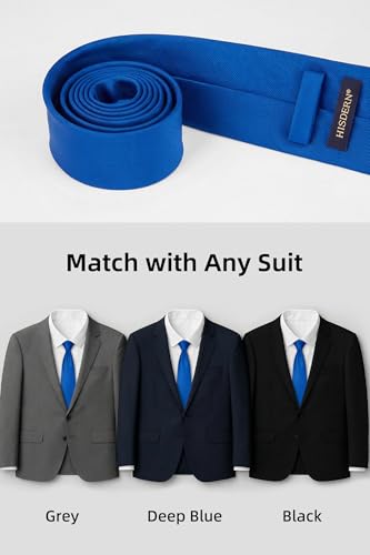 Image of HISDERN Mens Ties Solid Color Ties for Men Formal Necktie with Pocket Square Set Satin Silk Neck Tie Handkerchiefs Set