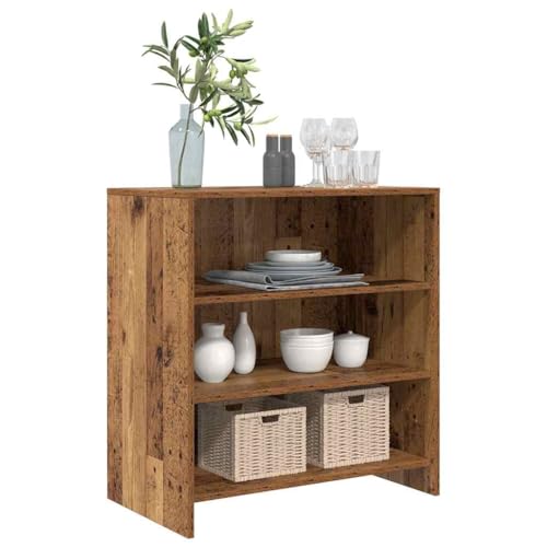 vidaXL Aparador Madera Antigua 70X41X75 cm Diseño Rústico Carga de Almacenamiento Uso Interior Muebles de Comedor Sala Texturizado Mesa de Buffet Tres Estantes Soluciones en Casa