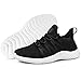 Feethit Womens Slip On Running Shoes Non Slip Walking Shoes Lightweight Gym Workout Shoes Breathable Fashion Sneakers All Black White Size 10
