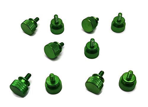 Primeonly27 10x Anodized Aluminum Computer Case Thumbscrews (6-32 Thread) for Computer Cover/Power Supply/PCI Slots/Hard Drives DIY Green