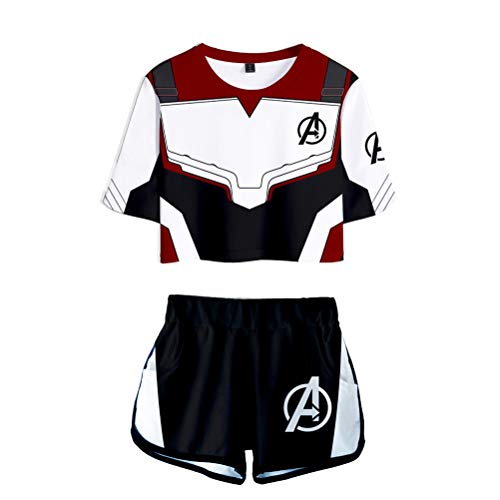 InBest Avengers Endgame Shirt,Avengers Crop Top and Shorts Set Sport T-Shirt with Shorts
