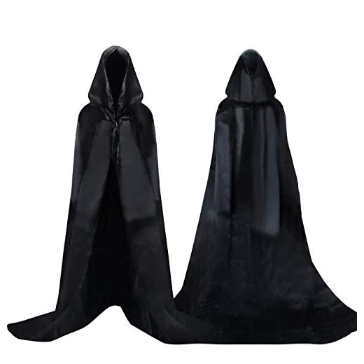 Proumhang Larga Capa Negra con Capucha Medieval Vampiro Traje de Bruja Mujer Halloween Disfraz Carnaval Navidad Adulto