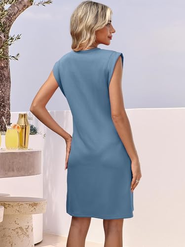 Image of ANRABESS V Neck Sleeveless Dress for Women | Mini Split Sundress, Business Casual Beach Vacation, 2026 Summer Outfits with Pockets