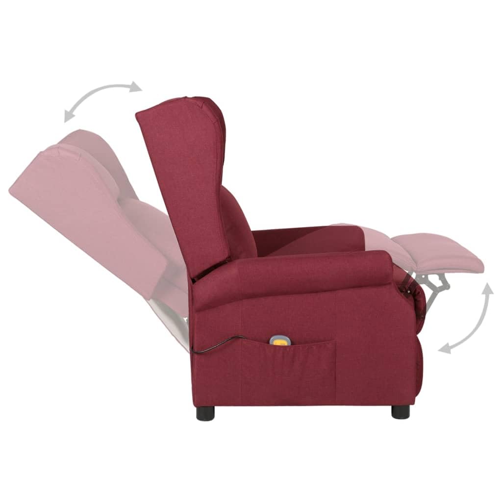 vidaXL Sillón de Masaje de Tela Rojo Tinto