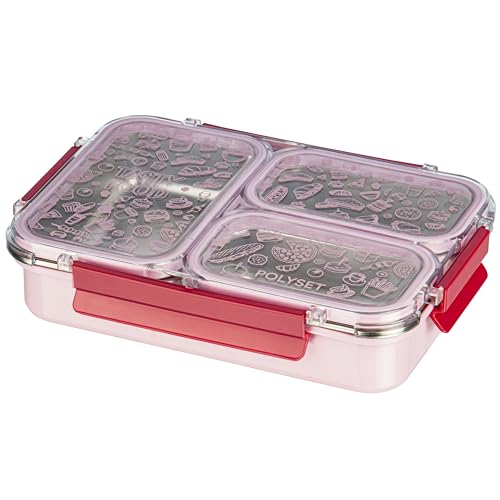 Image of Polyset Munch Mate 800 3 PARTITION - Pink PU Insulated Lunch Box with Partitions | Keeps Food Warm | Office & School Pack of 1 800ml