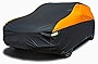 AUQDD 6-Layers PEVA New Material Sedan SUV Full Padded Car Cover Waterproof All Weather Weatherproof UV Sun Protection Snow Dust Storm Resistant Outdoor Exterior Custom Form-Fit Straps 178'-190'Orange