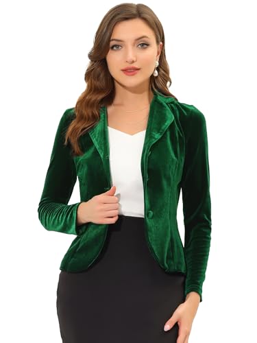 Allegra K Damen Blazer Velvet Langarm Reverskragen Knopfleiste Front Samt...