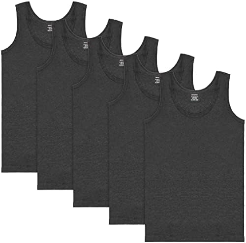 Brubaker Zestaw 5 podkoszulek męski Tank Top Classic z wysokiej jakości bawełny (gładka) bardzo długi bezszwowy
