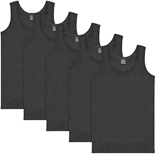Brubaker Zestaw 5 podkoszulek męski Tank Top Classic z wysokiej jakości bawełny (gładka) bardzo długi bezszwowy