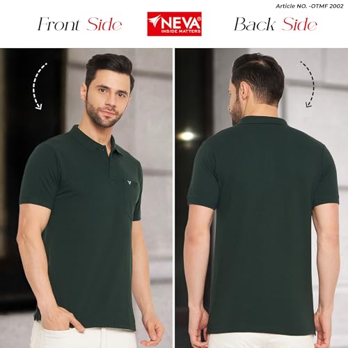 Image of NEVA Men's Regular Fit Half Sleeve Polo Neck T-Shirt with Chest Pocket
