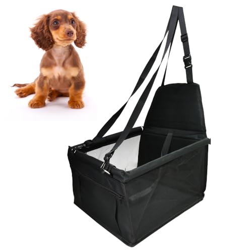 車載用ペットシート 折り畳み式 省スペース保管 飛び出し防止 防水仕様 小型犬 (ブラック)