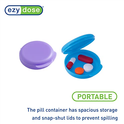 Image of Ezy Dose Daily Round Pocket Pharmacy Pill Organizer, Blue & Purple, 2 Pack | Portable On-The-Go, Pill Box, Organizer and Vitamin Containers, Snap Shut Lids, Perfect For Traveling, BPA Free